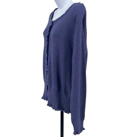 Pendleton Cardigan Sweater Indigo Womens 2X Button Up Knit Scalloped Wool Casual - Picture 5 of 7